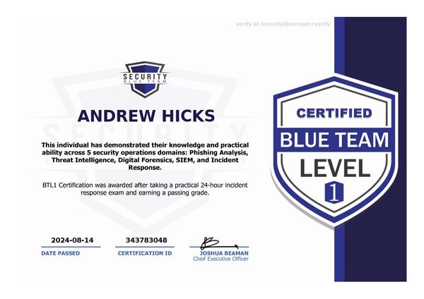 I Passed the BTL1 Certification!